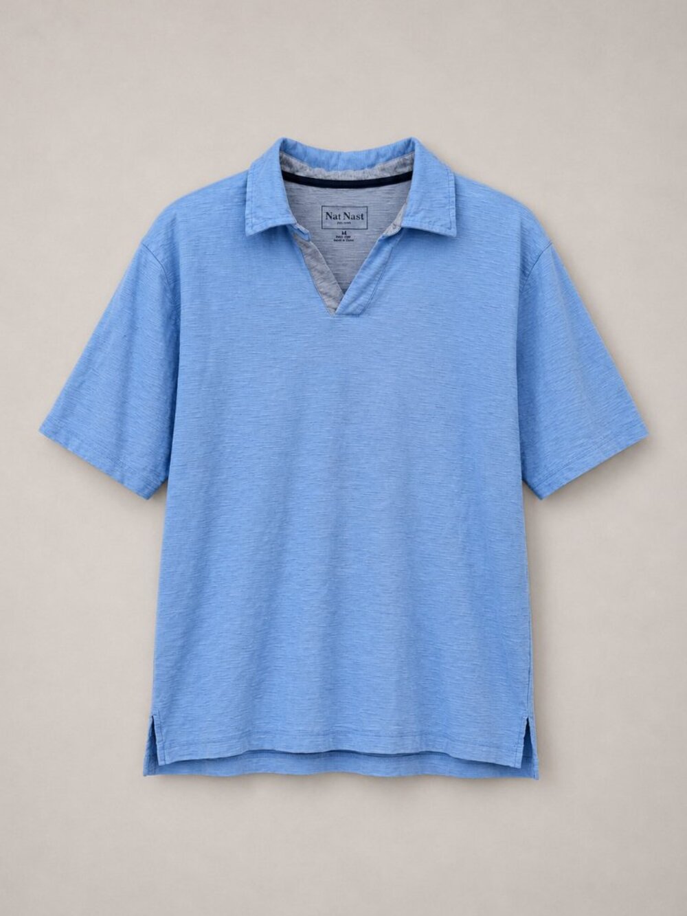 Nat Nast Men's Blue Short Sleeve Textured Cotton Golf Polo Shirt - M